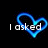 Blue neon heart outline with white text 'I asked him out' over black background, partially cropped on right.
