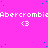 A static image with a bright pink background featuring repeated white text 'Abercrombie' and '<3' symbols, scattered blue dots, and a gray rectangle in the bottom-right corner.