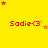 Yellow background with red text "Sadie<3" repeated , surrounded by scattered orange and red stars in various positions