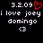 Pixelated text and symbols on black background with red heart symbol replacing 'i' in 'i love joey' text.
