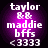 Four identical circular icons with purple gradient backgrounds display white text reading 'taylor & & maddie bffs <3333' in pixelated font.