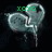 Animated icon with a broken heart shape and dripping effect, displaying changing green text across frames.