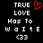 Pixelated text and symbols on black background with red heart symbol above 'TRUE LOVE' text.
