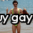 A man in a green swimsuit stands on a beach with text overlays changing