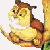 A cartoon owl with yellow and brown feathers perched on a branch, holding a white object in its claws.