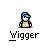 Animated pixel art contact sheet showing a character named Wigger with changing speech bubbles and body parts across 13 frames on gray background.