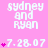 Pixelated pink background with white text 'sydney and ryan' and '7.28.07' repeated across multiple , each containing a varying number of small pink heart symbols