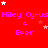 Red background with repeating purple text 'Miley Cyrus' and 'Ever', pink stars scattered, gray rectangle in bottom-right corner.