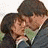 Animated contact sheet showing three sequential frames of a couple kissing in period attire with visible facial expressions and clothing details.