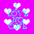 Pixelated icon with cyan text "I LOVE YOU" on bright pink background, surrounded by white hearts and a martini glass symbol.