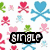 Pixelated icon set with 'single' text overlay, featuring heart and skull motifs in multiple color variations across four distinct backgrounds.