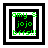 Green pixelated text 'amy & jojo bffs!!!' on black background with white and black borders, showing animation changes in central square.