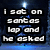 Pixelated text with blue background and light source, displaying a Christmas-themed dialogue about Santa's question