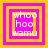 Four square display 'whoo hoo wamu' text in white pixelated font over pink and yellow layered borders, with varying yellow square positions