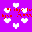 Purple background with white heart shapes and red text repeating 'Bridgette' and 'ilysm <333' in pixelated font.