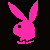 Pixelated bunny head silhouette in multiple colors arranged in a , each with distinct color variations