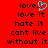 Red background with black pixelated text and a cyan heart symbol; the heart is animated to pulse or flicker.