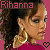 Pixelated contact sheet of two animated frames showing a woman with curly hair and large hoop earrings against a pink background, each frame featuring the name "Rihanna" in pixelated text above her head.
