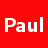 Six colored squares arranged in a , each containing the word 'Paul' in white pixelated text