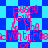 Pixelated blue and cyan checkered background with repeated pink text reading 'page 4 of the adventure read' in a distorted, overlapping pattern.