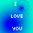 four identical displays the text "I LOVE YOU" in white pixelated letters on a blue-to-cyan gradient background with subtle circular patterns