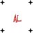 Red 'AL' text appears in four positions on a white background with scattered black plus signs, some plus signs change to dots in later frames.