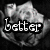 A four- displays text fragments over a grayscale and red-toned background with floral elements