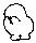 Pixelated white cartoon character with rounded body and small feet in various poses against gray background.