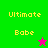 Two side-by-side display 'Ultimate Babe' text with a star icon; left has green background and pink star, right has brown background and yellow text