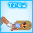 Pixelated character lying in a bed with 'Tired' text above, showing animated Z's rising from the head.