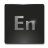 Static square icon with dark gray background and light gray border, featuring large pixelated 'En' text in center.