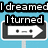 Pixelated text and two road sign icons with arrow faces on a light blue background.