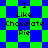 Pixelated text "I Like Chocolate Pie" on alternating blue and green diamond-shaped background , with two distinct arrangements visible in the animation sequence