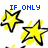 Yellow star icons with black outlines and yellow glow effects, blue text fragments, and a gray rectangular overlay on a white background.