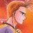 A split-frame contact sheet showing a pixelated anime character on the left and text elements on the right against black background.