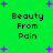 Green background with purple star shapes and repeated black text reading "Beauty From Pain" in four quadrants.