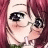 Pixelated anime-style character with pink hair and glasses on left, black background with white text on right.