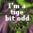Pixelated image with green and purple background showing white text reading "I'm a tige bit odd" on left and "so wat?" on right.