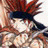 A 48x48 pixel animated buddy icon featuring a character with spiky red hair and a black headband on the left, paired with text reading "Anime IM" and "cOw" on a black background to the right.