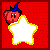 Pixelated character with blue hat and tears holds white star on red background; star fills with yellow in next frame.