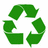 Green recycling symbol on white background with pixelated text 'it's the new' and 'GREEN BLACK' on green background.