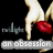 Pixelated image of a high-heeled shoe with red sole on black background, featuring partial text 'on obsession' below.