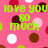 Pink background with brown, white, and red polka dots; green pixelated text reads 'love you maggie so much cant wait till friday' across the image.