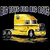 Pixelated yellow truck with black wheels and gray accents on a dark background, featuring visible text above the vehicle.