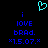 A static pixel art image with a cyan heart symbol above blue text reading 'i love brad. *1.5.07.*' on a black background.