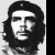 Black-and-white portrait of a man with long hair and a beret appears in top-left corner, while yellow text 'Che Guevara' repeats across the on black background