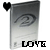 nine identical silver rectangular icons with a stylized 'Z' symbol, each labeled 'LOVE', featuring black heart symbols in varying positions
