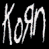 A 6-frame animated contact sheet of Korn band-related imagery including stylized text, abstract shapes, and a cartoon doll-like figure on an orange background.