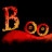 Animated red and orange 'B' with two circular eyes on a black background, showing sequential eye movements.