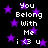 Black background with purple stars and repeated white text reading "You Belong With Me i <3 u" in pixelated font.